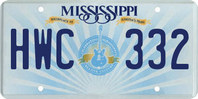 MS license plate HWC332