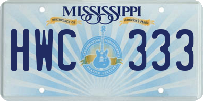 MS license plate HWC333