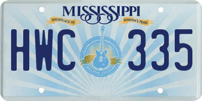 MS license plate HWC335