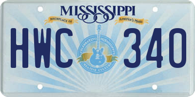 MS license plate HWC340