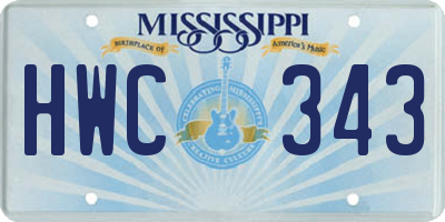 MS license plate HWC343