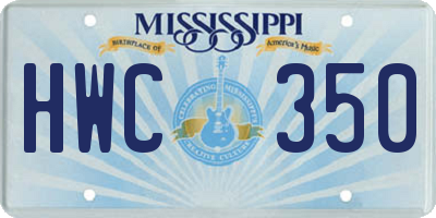 MS license plate HWC350