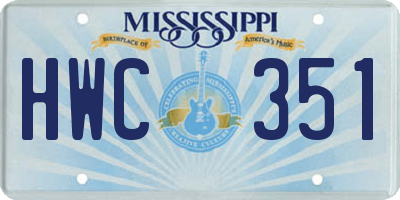 MS license plate HWC351