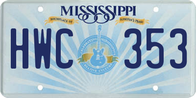 MS license plate HWC353