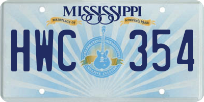 MS license plate HWC354