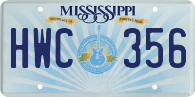 MS license plate HWC356