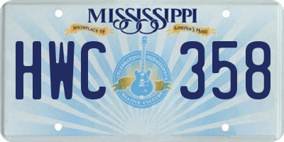 MS license plate HWC358