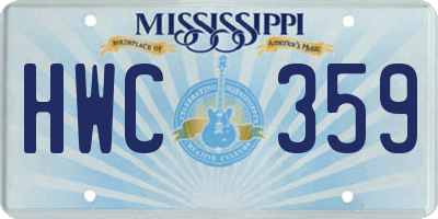 MS license plate HWC359