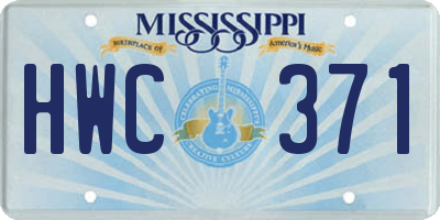 MS license plate HWC371