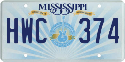MS license plate HWC374