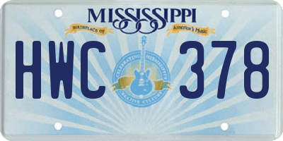 MS license plate HWC378