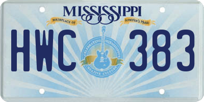 MS license plate HWC383