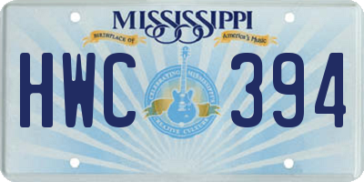 MS license plate HWC394