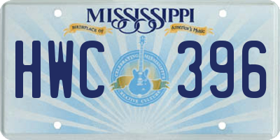 MS license plate HWC396