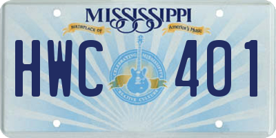 MS license plate HWC401