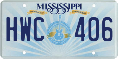 MS license plate HWC406