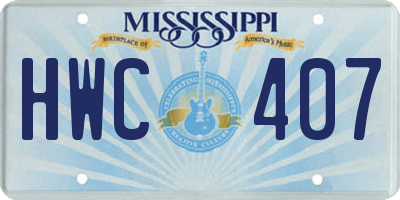 MS license plate HWC407