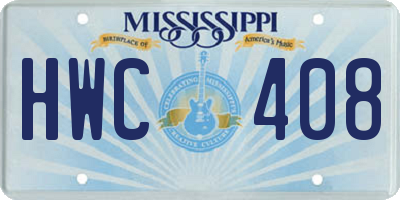 MS license plate HWC408