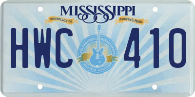 MS license plate HWC410