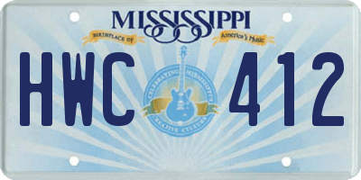 MS license plate HWC412