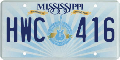 MS license plate HWC416