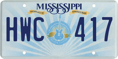 MS license plate HWC417