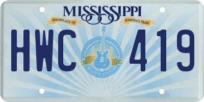 MS license plate HWC419
