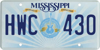 MS license plate HWC430