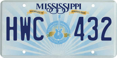 MS license plate HWC432