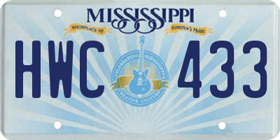 MS license plate HWC433