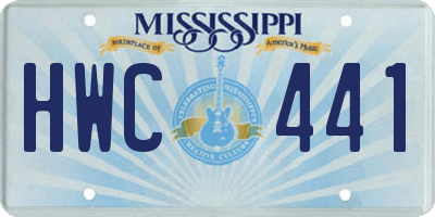 MS license plate HWC441