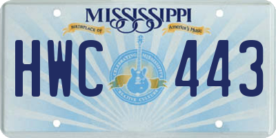 MS license plate HWC443