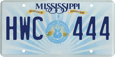 MS license plate HWC444