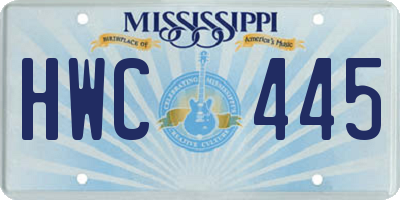 MS license plate HWC445