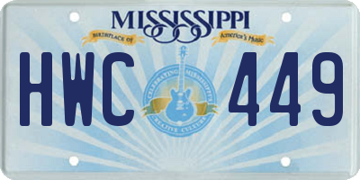 MS license plate HWC449