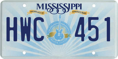 MS license plate HWC451