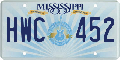 MS license plate HWC452