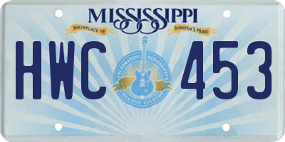 MS license plate HWC453