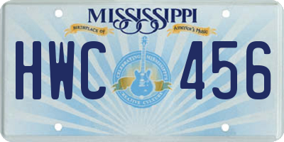 MS license plate HWC456