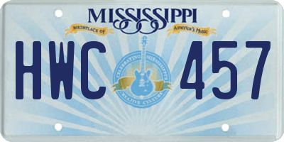 MS license plate HWC457
