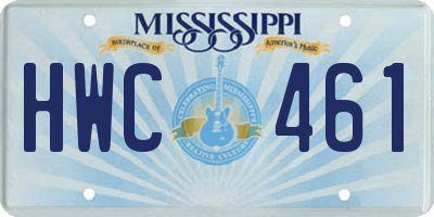 MS license plate HWC461