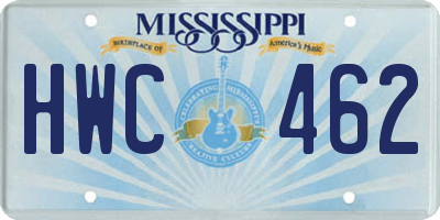 MS license plate HWC462