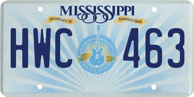 MS license plate HWC463