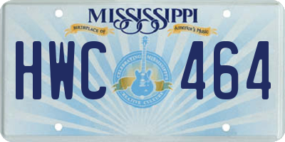 MS license plate HWC464