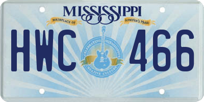 MS license plate HWC466