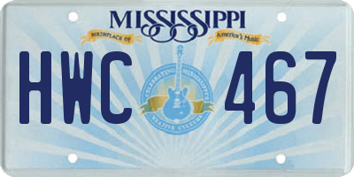 MS license plate HWC467
