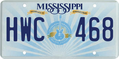 MS license plate HWC468