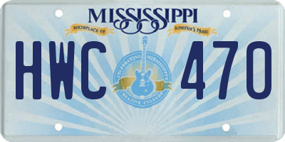 MS license plate HWC470