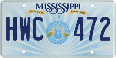 MS license plate HWC472