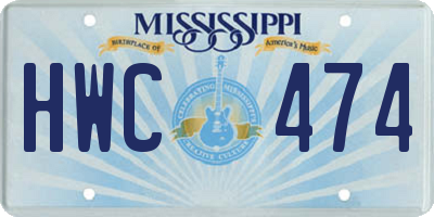 MS license plate HWC474